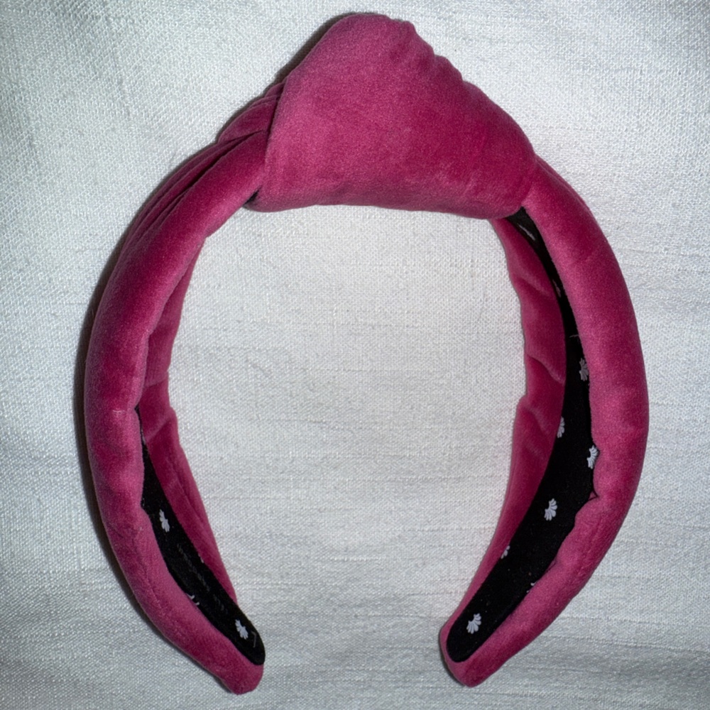 Lele Saddoughi Breast Cancer Elegant Pink Velvet Knotted Headband